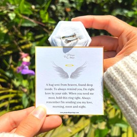 Hope Rings – Hug From Heaven Ring – Handcrafted 925 Sterling Silver Hug Ring for Women – Memorial Gifts & Thoughtful Accessories – Women's Silver Jewelry (Adjustable)