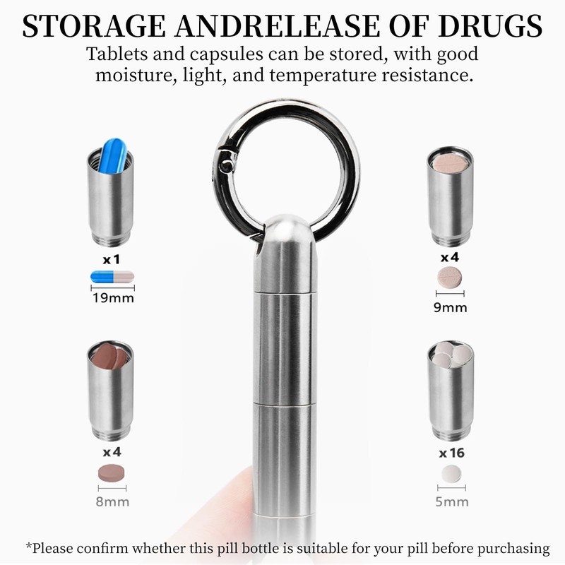 WEEVDRIE Three-layer Titans Pill Box with Keyring Waterproof Portable Pill