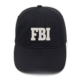 FANNOO Cotton Baseball Cap-Unisex FBI Federal Agent Flock Printing Washed Adjustable Twill Low Profile Plain Denim Hats