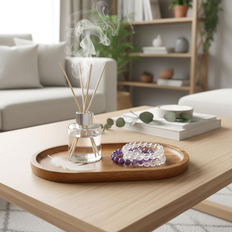 Small Wood Tray, 7.3"x 4" Mini Wooden Serving Tray Bathroom