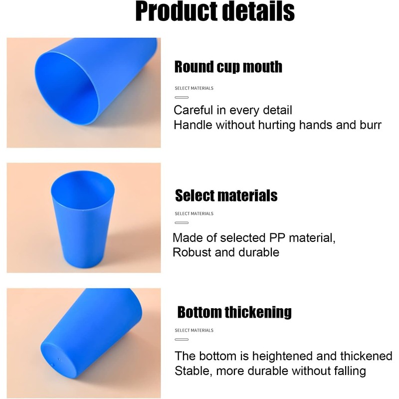 Color Plastic Drinking Cups,15 pcs Reusable Stacking Plastic Cup Children