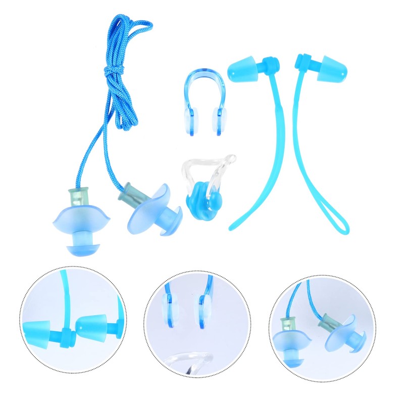 OHPHCALL Swimming Ear Protection Kit 4pcs Earplugs Nose Clip Set