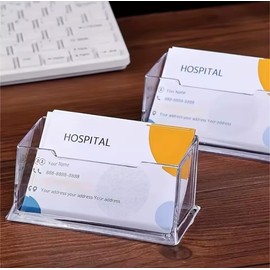 THE SMART WORKER Clear Acrylic Desktop Business Card Holder, Display Stand Shelf Box, Transparent
