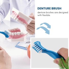 Kopinma Pack of 12 Denture Brush Hard Denture Cleaning Brush Denture Brush Double-Sided Brush for Dentures
