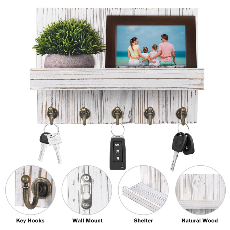 Kldgris Wall Keychain, Wall Keyring, Entrance Key Holder, Multi-Function Wooden