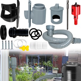 Rainwater Diverter Kit, Water Butt Filler Kit for Downpipes, Rainwater Collector fits Square Downpipes, Connects Downpipe to Water Butt, Water Collection System Catch Rain Water for Outdoor