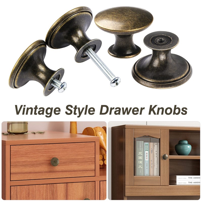 TsunNee 24pcs Vintage Style Chic Drawer Knobs Antique Bronze Kitchen