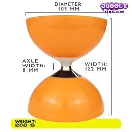 Juggle Dream Carousel Diabolo Juggling Set - Triple Ball Bearing Axle - with Aluminium Rods and Online Learning Video - Juggling (Orange)