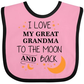 inktastic I Love My Great Grandma To the Moon and Back Baby Bib Pink and Black 2965d