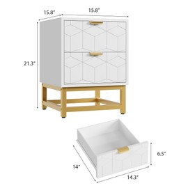 GAOMON White 2 Drawer Dresser, Small Dresser＆Chest of Drawers, Modern Nightstand for Bedroom, End Table with Drawer for Living Room, Hallway, Entryway