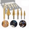 5Pcs Step Drill Bit HSS Ti Coated Triangular Shank Power