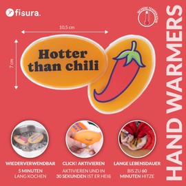 Fisura Original Chilli Hand Warmer Mini Gel Hand Warmer Reusable Handy Pocket Hand Warmer Perfect for Outdoor Activities and Cold Days. Set of 2 Units