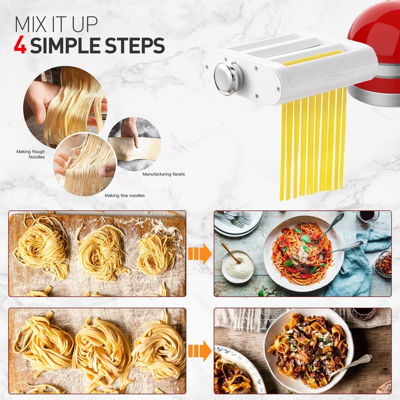 ANTREE 3-1 Pasta Maker Attachment for KitchenAid includes Pasta Sheet