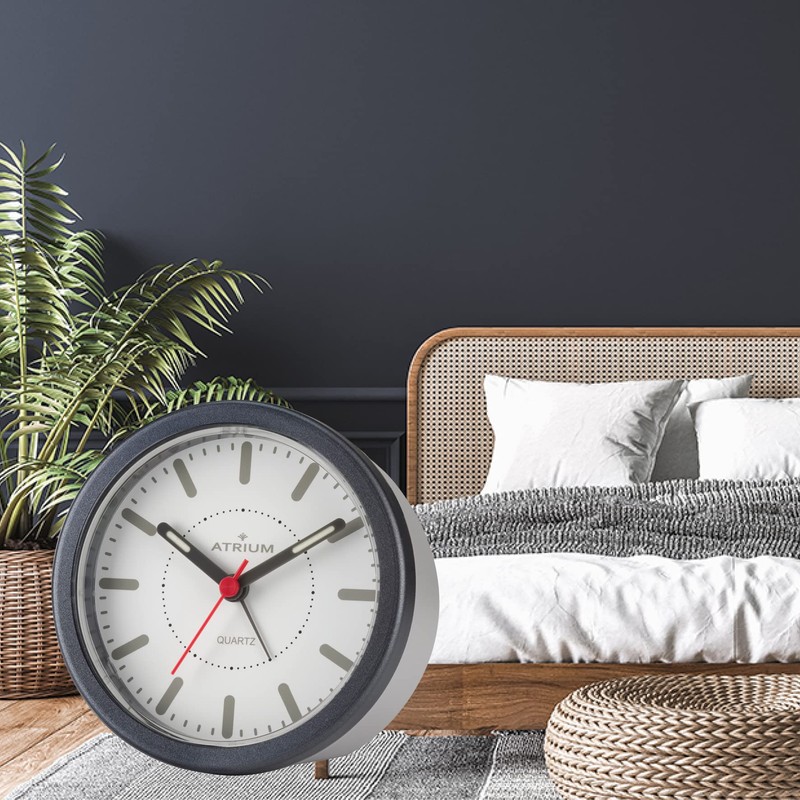 Atrium Modern Design Alarm Clock Analogue Quartz No Ticking with