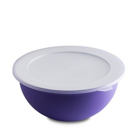 OMADA Sanaliving Line 6.5L Large Kitchen Bowl with Lid, Antibacterial, Lightweight, Shatterproof, Dishwasher Safe, Purple