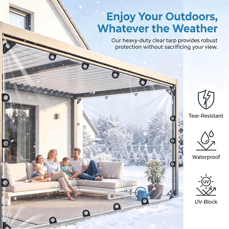 Clear Tarps Heavy Duty Waterproof 4x6ft, 14Mil Clear Vinyl Tarp