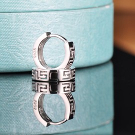 Yumilok 925 Sterling Silver Hollow Labyrinth Hoop Earrings Hypoallergenic Earrings for Women Girls, Sterling Silver, No Gemstone