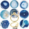 mookaitedecor Set of 2 Blue Agate Slice Crystal Stone Cabinet