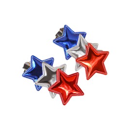 4th of July Star Hair Clips Red Blue White Star Hairpins Independence Day Stars Hair Pin JHN72 (2 Pcs-Set A2)