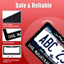 The Mountains are Calling License Plate Frame Starry Sky License Plate Frames Black Funny Auto Accessory Stainless Steel Mountain License Plate Decoration for Men Women 12.2 X 6.3 Inch