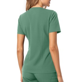 COMENII Scrubs for Women, 3 Pocket V-Neck Tailored Fit Workwear, Anti-Wrinkle Medical Scrub Tops Women, Moss, Medium