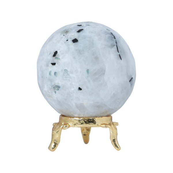 FASHIONZAADI 50-60 mm Rainbow Moonstone Diamond Gemstone Ball with Stand for Chakra Balancing Feng Shui Handmade Reiki Healing Crystal Whitening Stone Spiritual Gift Home Decor