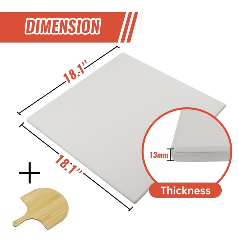 18'' Square Pizza Stone Baking Stone Cordierite Bread Stone for