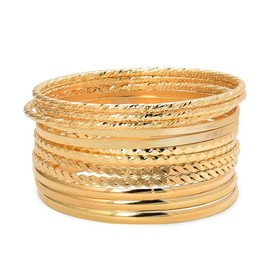 Gold Bangle Bracelets for Women Multilayer Bohemian Bracelets for Women Gold Bangle Set for 12 Womens Stackable Bracelets for Women Girls Indian Bangles for Women Girls