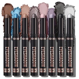 Cream Eyeshadow Stick Gift Set, 8 PCS Soft Smooth Matte Earth & Bright Metal Color Contour Sticks, Waterproof & Long-Lasting cream blush makeup one  palette  makeup rose  metals  palette eye makeup palette escape  pod  palette Cosmetic #C - Color: #C