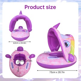 Baby Swimming Ring, Inflatable Pool Swimming Float for Children, Baby Swimming Ring with Sun Protection, Swimming Aid for Baby, Swimming Aid Toy Children, for Toddlers from 1 to 4 Years