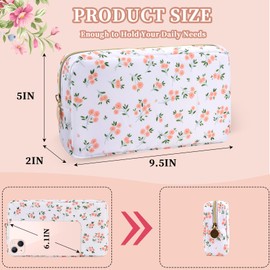 XSUIOY Floral Mini Makeup Bag Cosmetic Bags for Women and Girls, Coquette Aesthetic Makeup Organizer Bag Nylon Zipper Pouches, Travel Toiletry Bag Coin Pouch Sanitary Napkin Storage Bag, Pink Floral, Small, Floral Makeup Bag