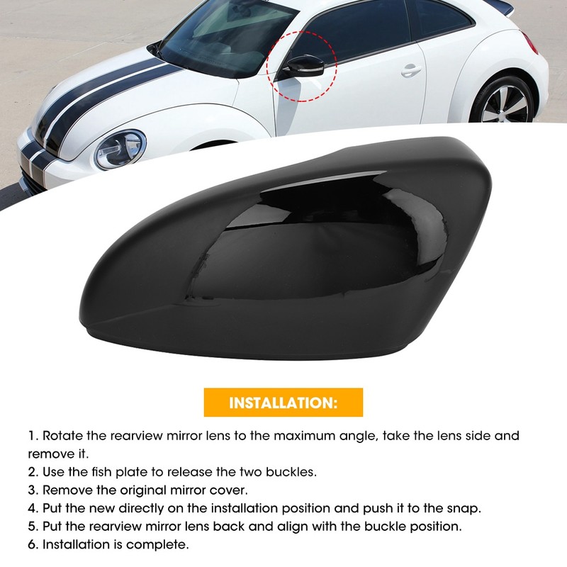 Glossy Black Rear View Door Wing Mirror Cover 3C8857537 3C8857538