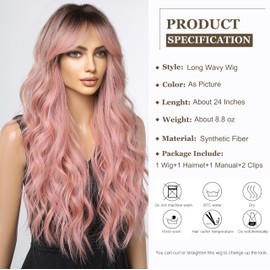 Esmee Long Wave Ash Blonde Wig for Women with Curtain Fringe Natural Synthetic Hair Wigs for Daily Use Party