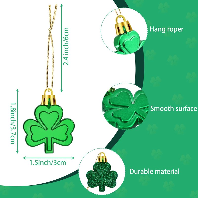JULMELON 20Pcs St Patrick's Day Shamrocks Ornaments Glitter Good Luck