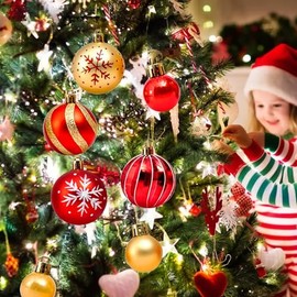 Adornos para Arbol de Navidad, 44 Piezas Juego de Esferas Navideñas, Adornos de Esferas para Árbol de Navidad, Bolas de Delicada Pintura y Brillante