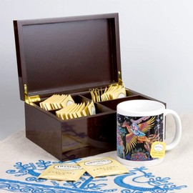 Natural Firebird Wooden Tea Bag Organizer and Storage Box 8.7 x 5.9-inch Decorative Box - Great Gift Idea