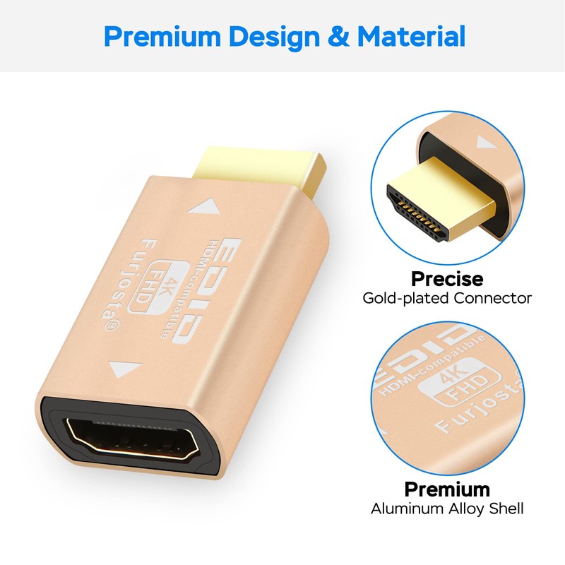 Edid Emulator Adapter (5Generation), HDMI Compatible with Mac Thunderbolt to