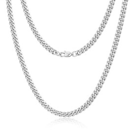 Jewlpire Silver Chain for Men, Diamond Cut Miami Cuban Link Chain for Men,Chain Necklace for Men Boys Women, Hip-Hop & Cool Men’s Necklace, 316L Stainless Steel, 6mm Width, 20 Inch