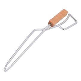 Log Tongs Beech Wood Handle Stainless Steel Clamp High Temperature Resistance Fire Tong for Outdoor Camping Picnic