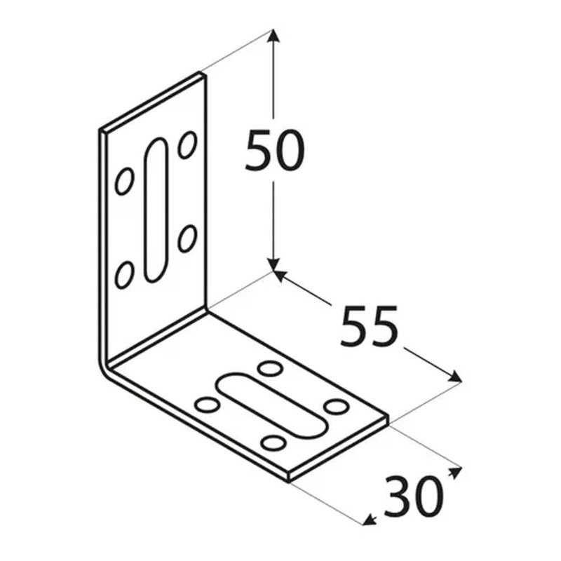 50mm x 55mm x 30mm Galvanised Steel Adjustable Angle Brackets