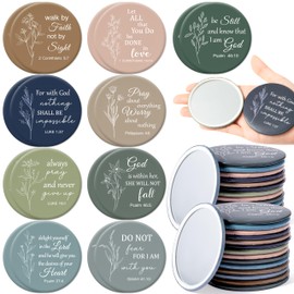 Y1tvei Mini Christian Compact Mirrors - 72Pcs Flower Sketch Art Bible Verse Compact Mirrors Bulk Small Portable Round Pocket Makeup Mirror Christian Inspirational Church Party Favors Gifts for Women