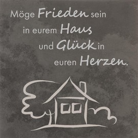 Fritz Cox Haussegen Stone Plaque 'May Peace Be in Your House', Slate Look, 14 x 14 cm