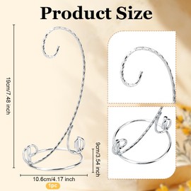 OLYCRAFT Ornament Display Stand 19cm Silver Ornaments Holder Twisted Ornament Display Stand Witch Balls Hanger Rack Air Plant Terrarium Holder for Christmas Wedding Ornament Home Office Decoration