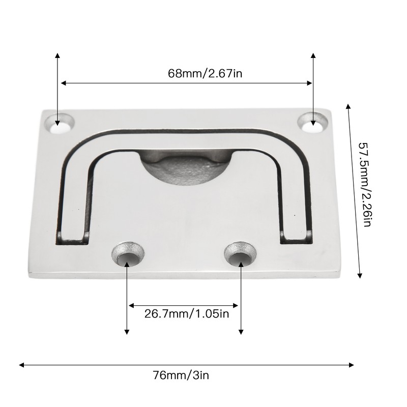 76mm Flush Pull Handle Square 316 Stainless Steel Polishing Lifting