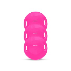 Slippery Racer Heavy-Duty Cold Resistant Downhill Pro Adults and Kids Plastic Outdoor Winter Saucer Disc Snow Sled with Handles (Pink, 2)