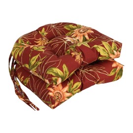 Blazing Needles 16-inch Outdoor Rounded Back Chair Cushion, 16" x 16", Passion Ruby 2 Count
