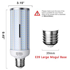 Auzer 80W LED Corn Light Bulb, Large Mogul E39 Base, 8000-Lumen, 6500K Daylight Cool White, AC 85V-265V, LED Corn Bulb for Large Area Garage Factory Warehouse High Bay Barn Shopping Mall Supermarket