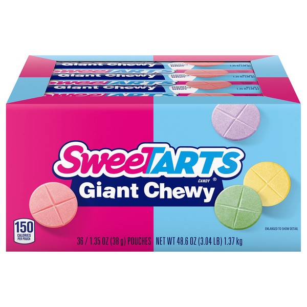 SweeTARTS Giant Chewy Candy, 1.5 ounce Pouch, Pack of 36