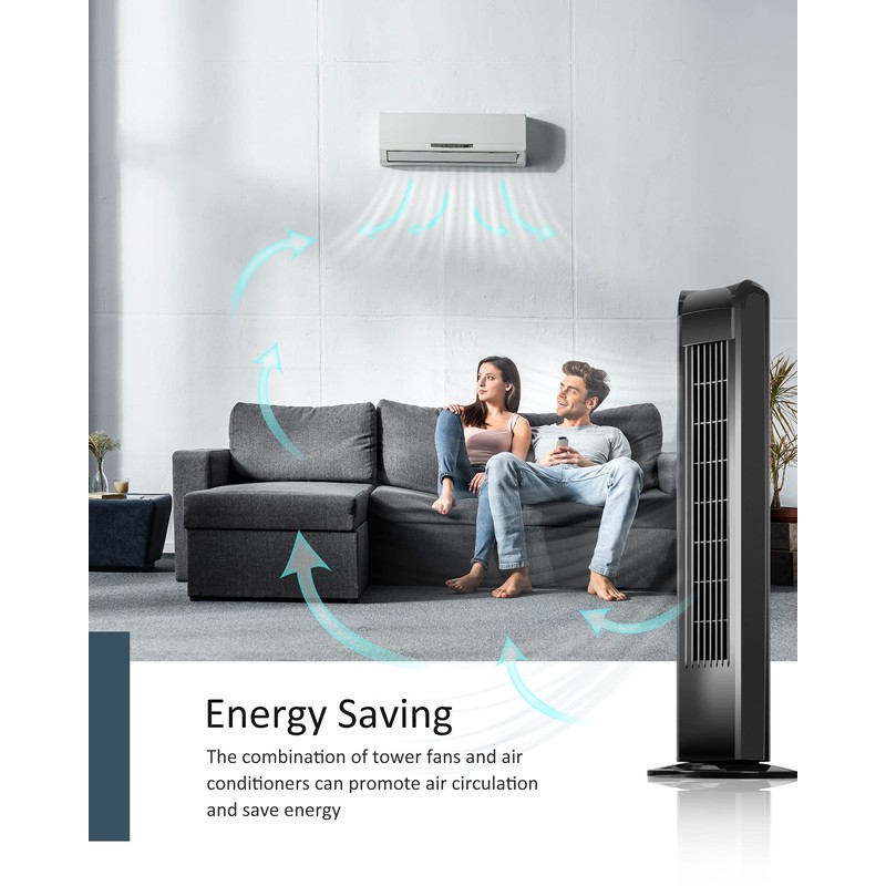 Uthfy Oscillating Tower Fan with Remote, Electric Standing Tower Fan
