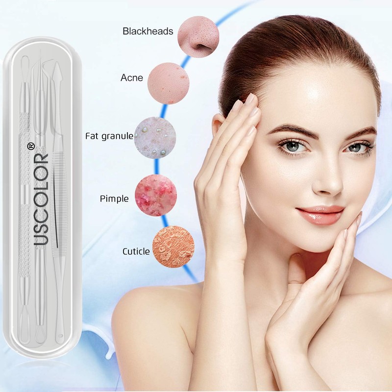 8PCS Blackhead Remover Tools,Stainless Steel,whitehead pimple acne Removal,clean tools